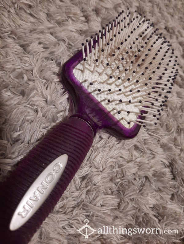 Used Conair Purple Hair Brush With Hair!