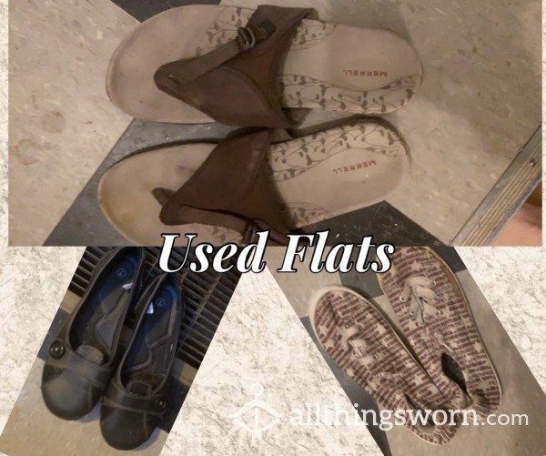 Used Flat Shoes Extra Well Worn