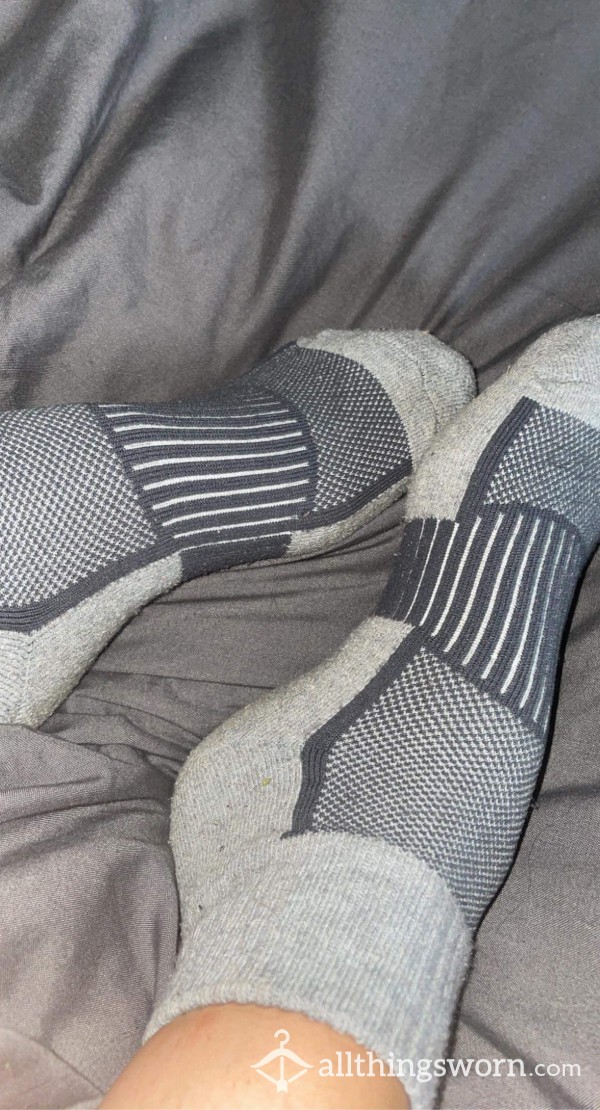 Used Grey Sport Socks, Worn For 2 Days