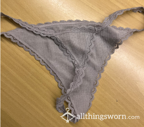 USED GREY THONG WORN 48HRS