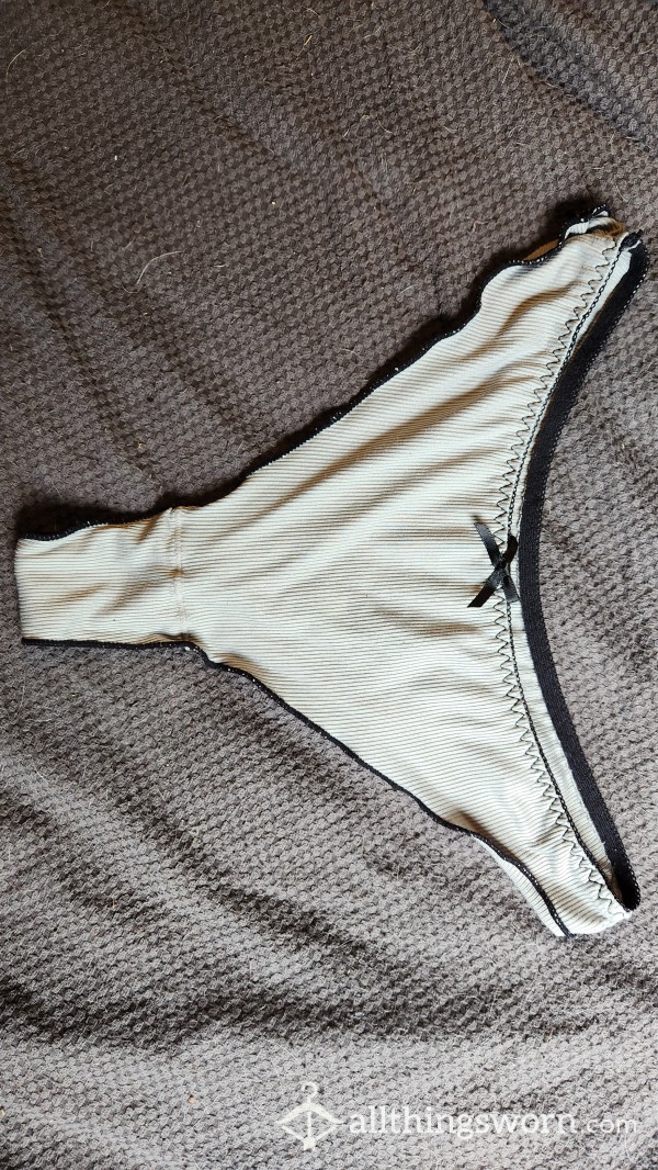 USED- High Waisted White Thong