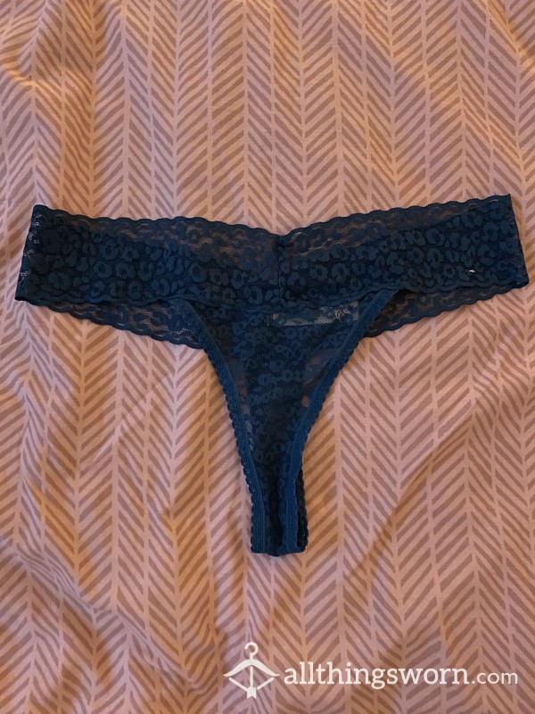 Lace Dark Green/Teal Thong Size 12-14