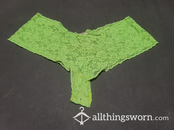 Used Neon Green Lace Thong