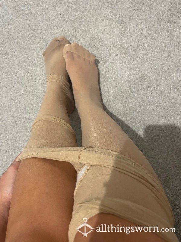 Used Nude Tights Worn On Two 15 Hr Flights