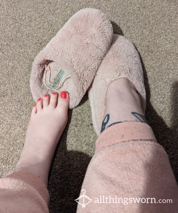 Used Pink Fluffy Slippers
