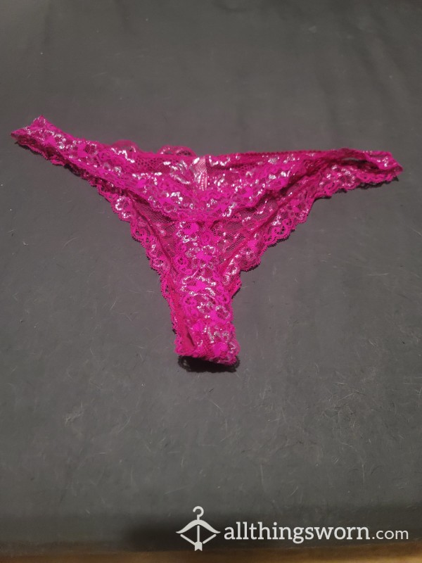Used Pink Lacy Thong