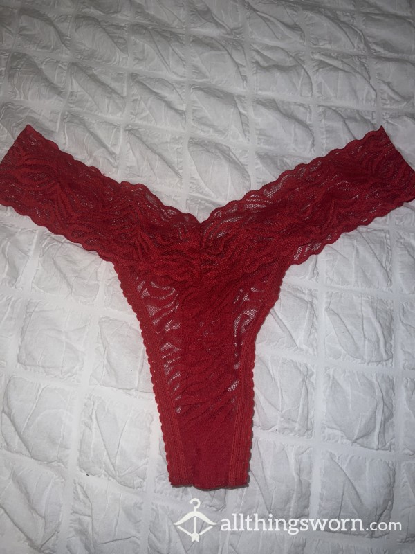 Used Red Lace Thong