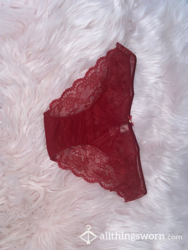 Used Red Lace UK Size 16 Knickers