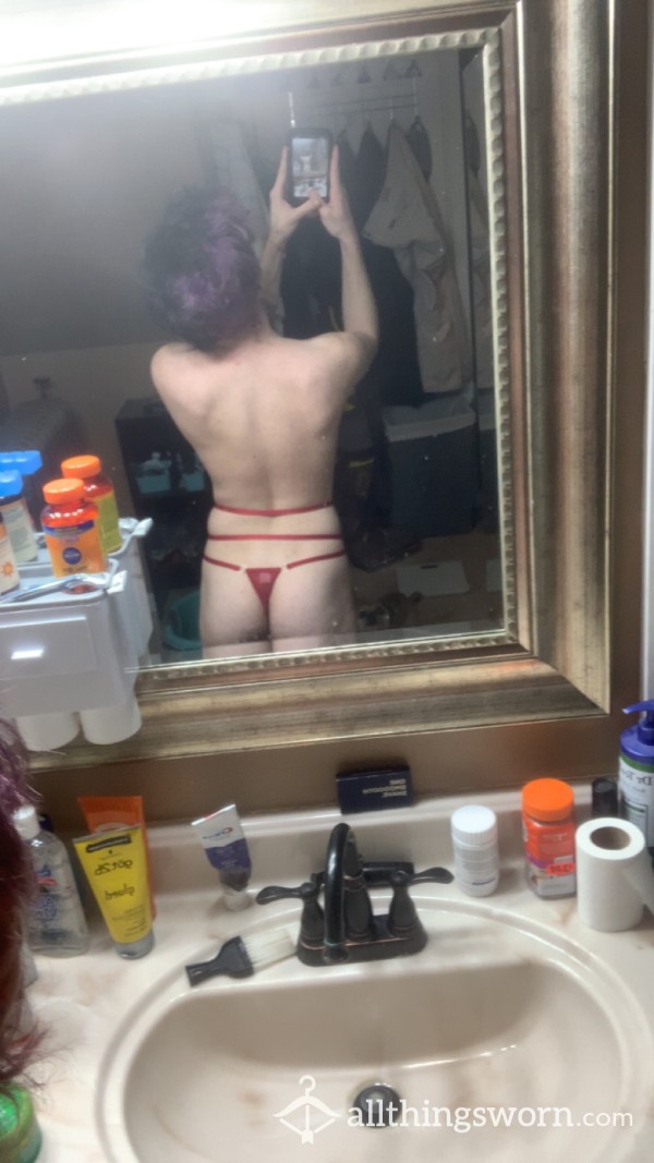 Used Sexy Red String Thong