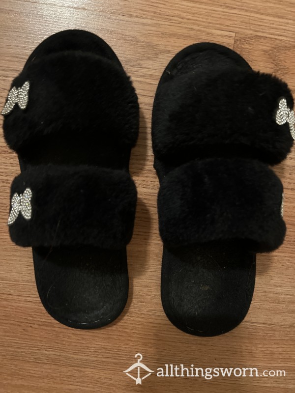 Used & Smelly Black Slippers