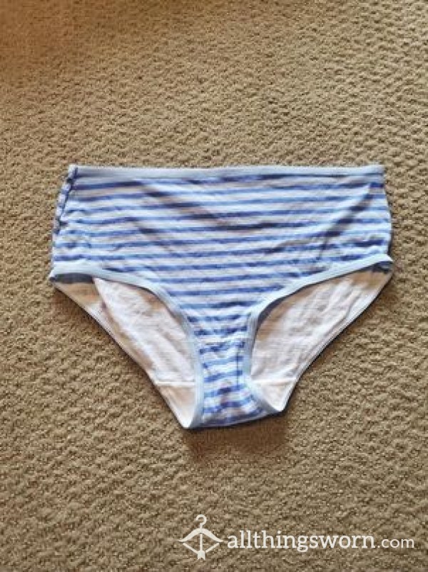 Used Striped Blue Full Back Panties 💙