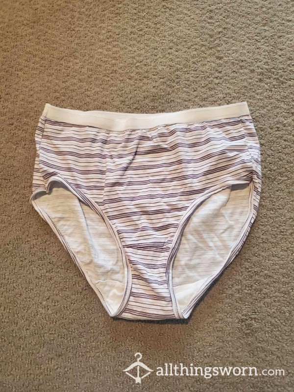 Used Striped Purple Panties