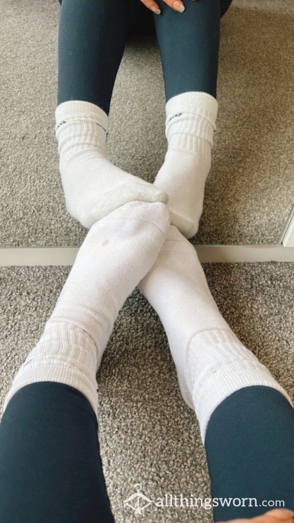 Used, Sweaty, White Adidas Gym Socks.