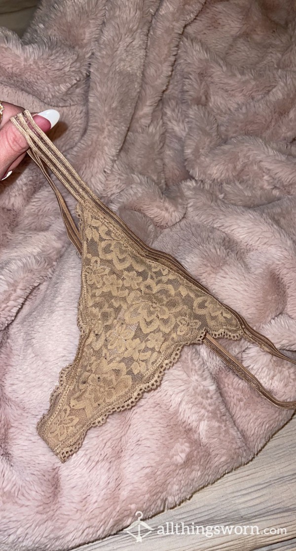 Used Thongs, Nude Lace 🖤 Candies Size Med. Smell Delicious!