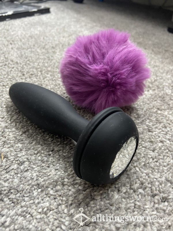 Used Vibrating Butt Plug With Gem And Pink Tail Attachment