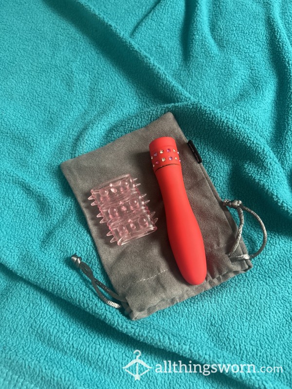 Used Vibrator With Silicone Glove