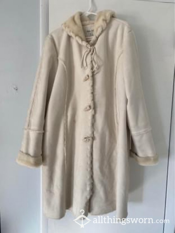 Used Women’s 1xl Coldwater Creek Suede Ivory Winter Coat