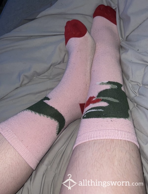 Pink Dinosaur Valentines Day Socks