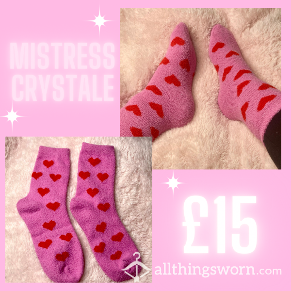 Pink And Red Hearts Fluffy Socks ❤️