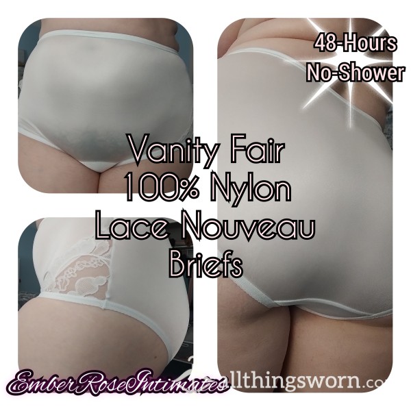 Vanity Fair 100% Nylon Lace Nouveau Briefs In White