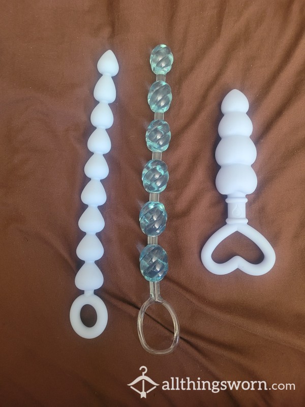 Various Anal Beads - 2 Silicone And 1 Plastic Set