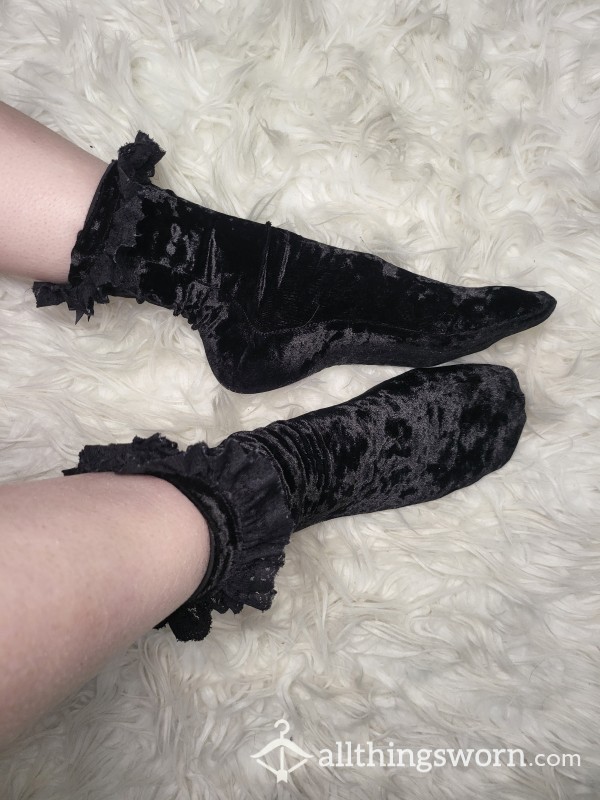 Velvet Frilly Goth Socks