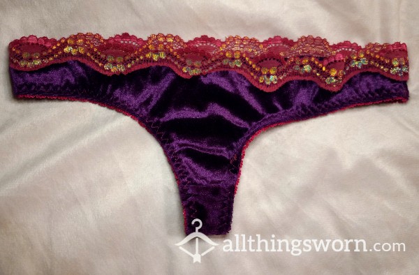Velvet Thong With Lace