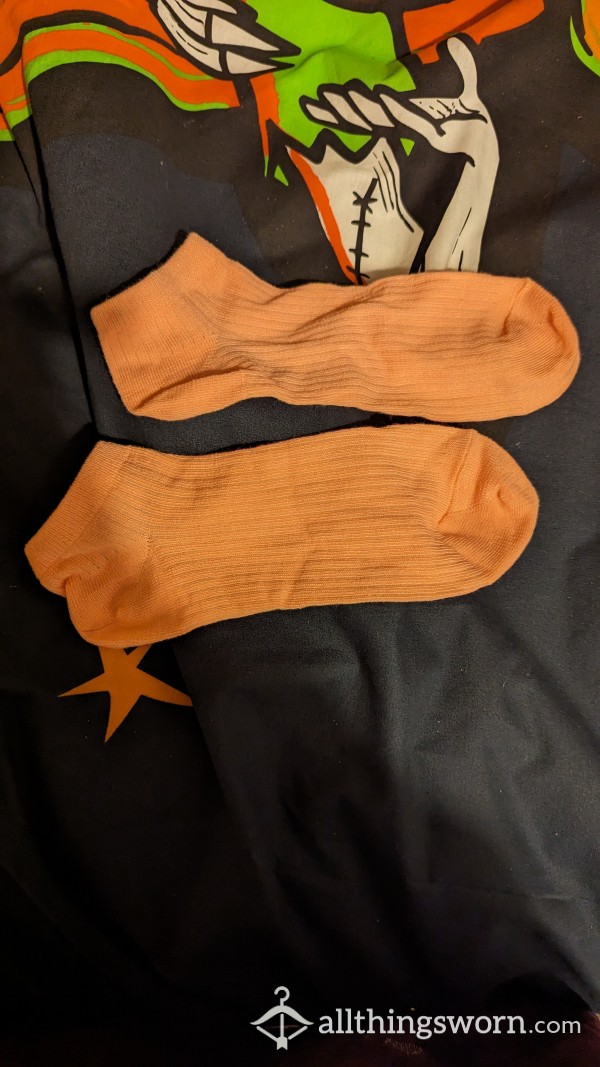 Very Dirty Neon Orange Ankle Socks!