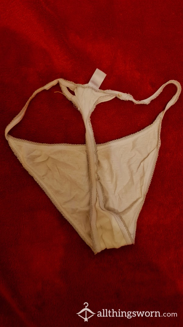 Very Old And Worn And Torn G-string Panties. Worn For 24hrs With Proof Pics 😘 Small Cotton.
