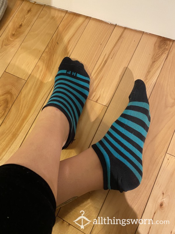 Very Old Black And Turquoise Hush Puppies Ankle Socks
