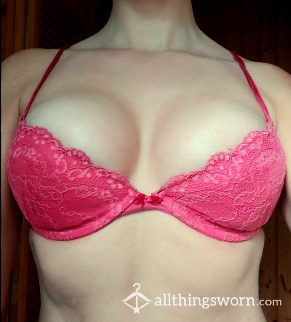 Very Old Lacey Pink Virginal Padded Bra 34A