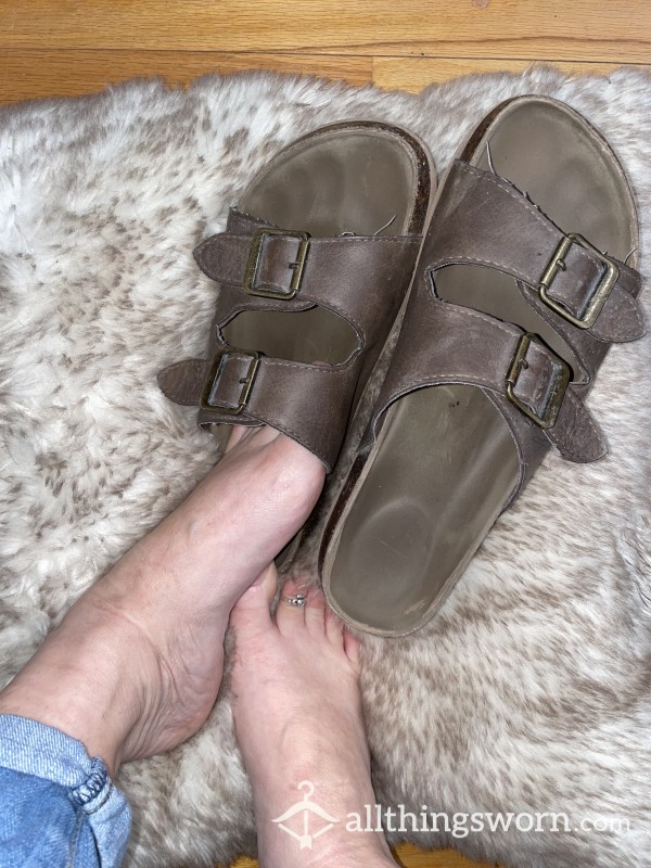 Very Well Worn And Brown Strapped Sandals