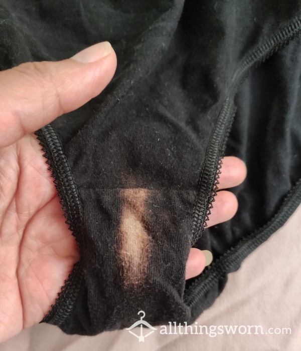 😘Very Well Worn Black Baggy Panties ~ Stained & Faded😘