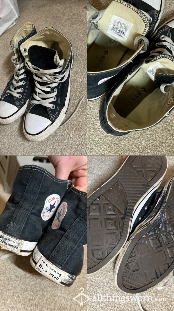 Very Well Worn Black High Top Converse Size 8