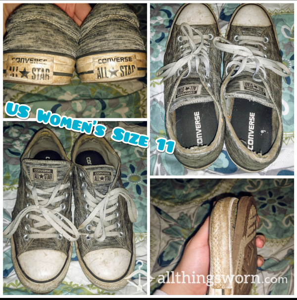 Very Well-Worn Converse Sneakers! Large US Women's Size 11! Very Smelly! 3+ Years Of Use!