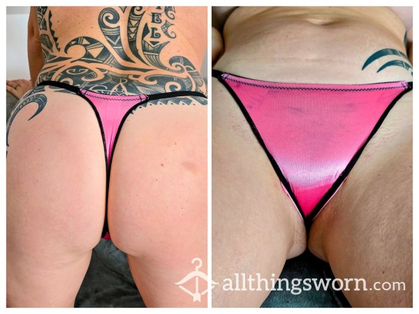 Thong For Sale ! - Well Worn Dirty Pink Silky Thong Panties With Alex's Scent - 48 Hour Wear
