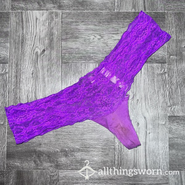 SOLD Very Well Worn VS PINK Purple Lace Thong