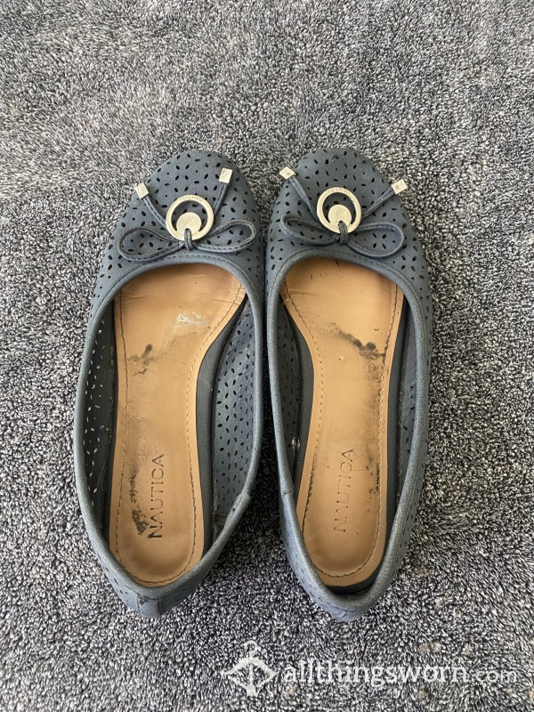 Very Worn And Old Blue Flats For Your Sweaty Smelling Sexy People