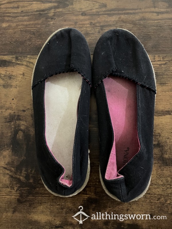 *Claimed* Very Worn Black Flats - Includes US Shipping - Customizable