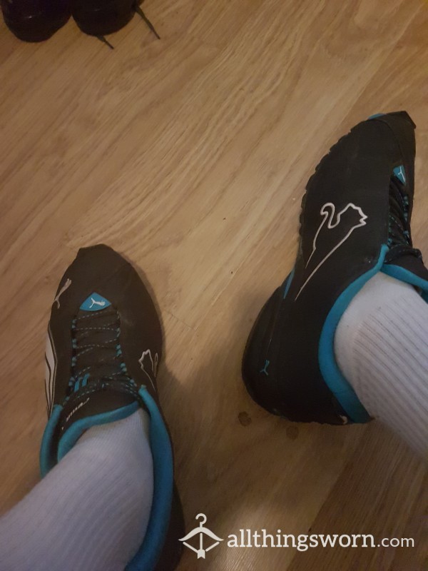 Very Worn Blue Puma Cell Trainers