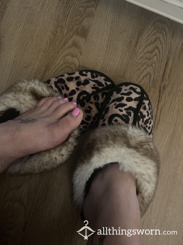 Very Worn Cheetah Slippers