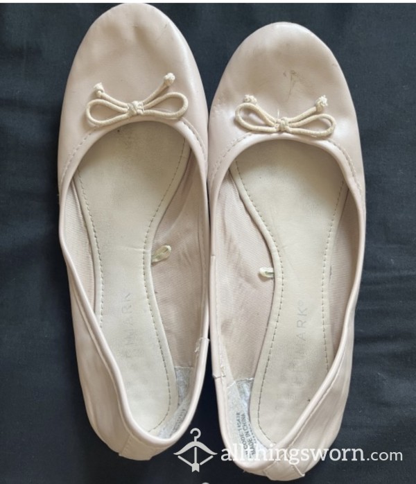 Very Worn Old Pink Flat Shoes Size 7 (UK)