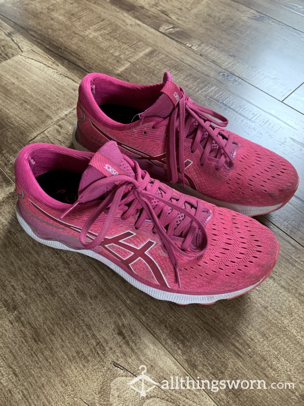 Very Worn Size 10.5 Pink Asics Running Shoes