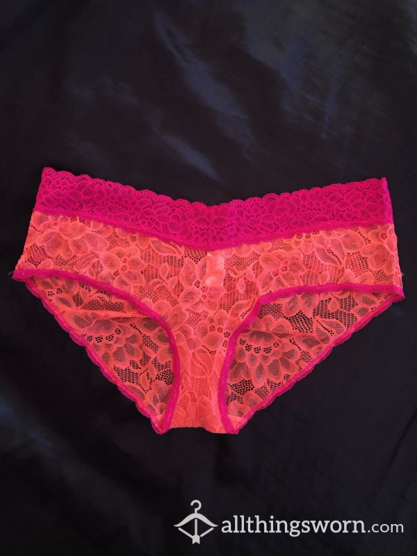 Vibrant Tangerine & Hot Pink Soft Lace Panties