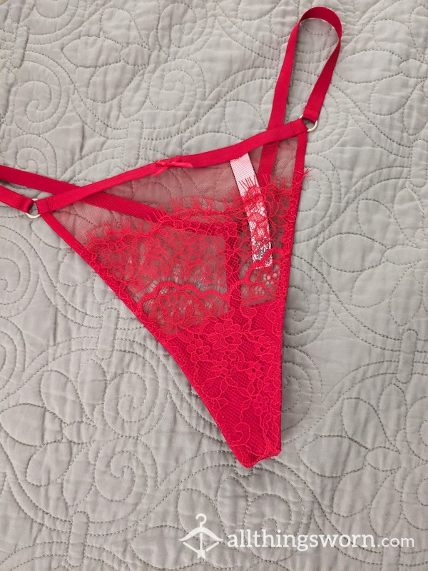 Victoria Secret Red Lacey Thongs