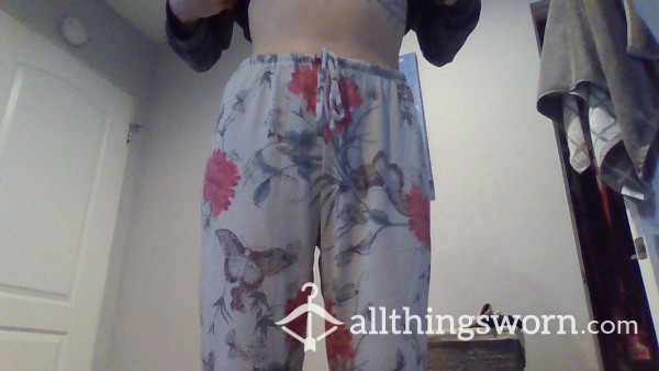 Victoria Secret, Well Worn, High Wasted Joggers/sweatpants, Pink And Gray Floral Print