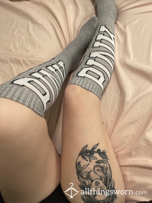 Victoria Secrete PINK Grey And White Knee Highs 🤤