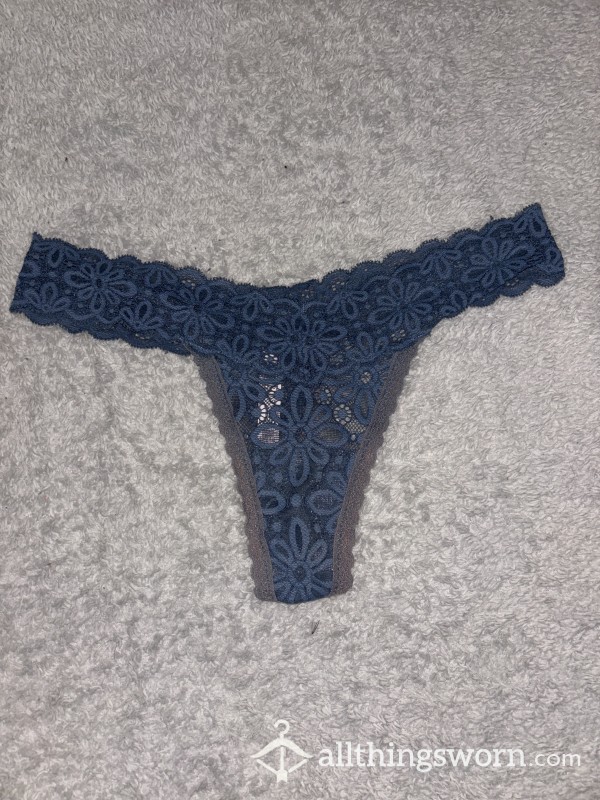Victorias Secret Blue Lace Thong