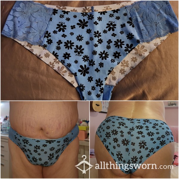 Victoria's Secret Blue W/Flower Pattern Cheeky Panty