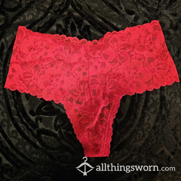 Victoria's Secret High Waist Lacy Red Thong